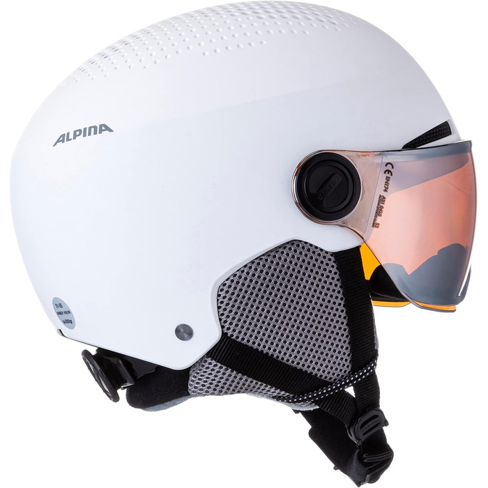 Гірськолижний шолом Alpina Arber Visor Q-Lite з візором, білий матовий, 54-58 см, для дорослих, контрастне скло, легкий, преміум-якість