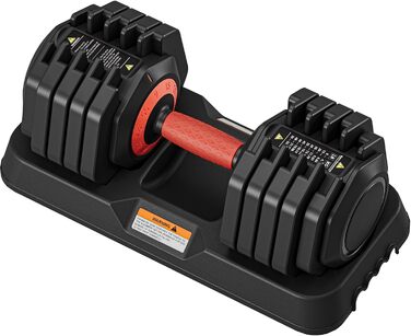 Набір гантелей Dripex: 11 кг, 24.5 кг, 41 кг. Короткі гантелі з антиковзним покриттям, регульовані диски та підставка. Для фітнесу, окремо або пара (червоний 25 кг x1 (10 рівнів регулювання))