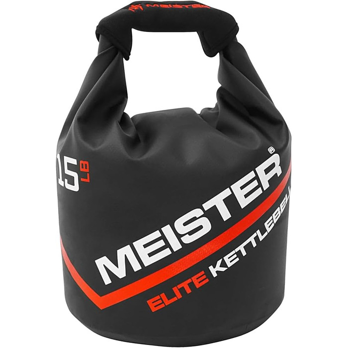 Meister Elite портативна піщана гиря-мішок, м'яка гиря з піском, 6,8 кг (15 фунтів), чорна