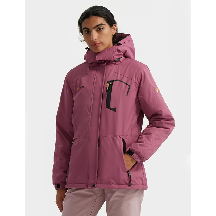 Жіноча водонепроникна гірськолижна куртка GEMYSE з флісовою підкладкою, вітрозахисна, з капюшоном, світло-рожевий колір