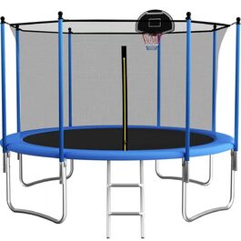 Трамплін Redkid Ø 305/366 см з сіткою, драбиною та баскетбольним кільцем, для дітей, вантажопідйомність 200 кг
