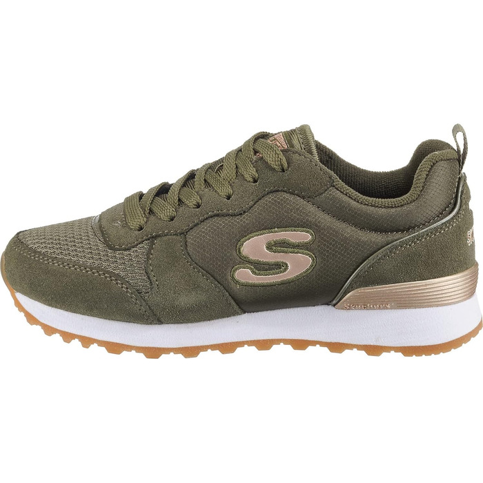 Кросівки жіночі Skechers OG 85 Goldn Gurl оливкові замша/нейлон/сітка з золотистою окантовкою, 38 EU