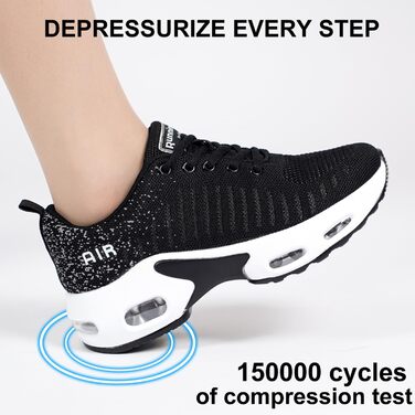 Жіночі кросівки для бігу з підтримкою склепіння стопи, повітряна подушка, комфортні снікерси, чорно-білі, 38.5 EU