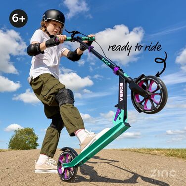 Самокат міський Zinc Verge Pro Commuter – регульована висота, чорно-зелений