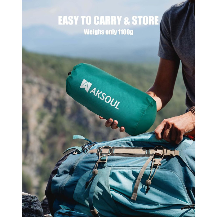 Надувний килимок для кемпінгу - самонадувний, товстий, з подушкою. Підходить для трекінгу, рюкзаків, подорожей. Синій.