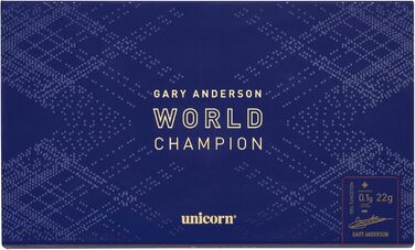 Набір дротиків Unicorn з сталевим вістрям Gary Anderson 90% вольфрам, сині акценти, 21-24 г, у подарунковій коробці