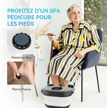 Електричне фут-масажер з підігрівом та функцією бульбашок, з червоним світлом, пемзою та роликами Shiatsu, для педикюру та розслаблення, подарунковий набір