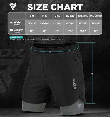 Шорти чоловічі RDX 2-в-1 для бігу та тренувань, компресійні, з кишенями на блискавках (чорний, M)