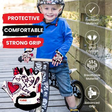 Дитячі велорукавички без пальців Kiddimoto для хлопчиків та дівчаток (S, 2-5 років)