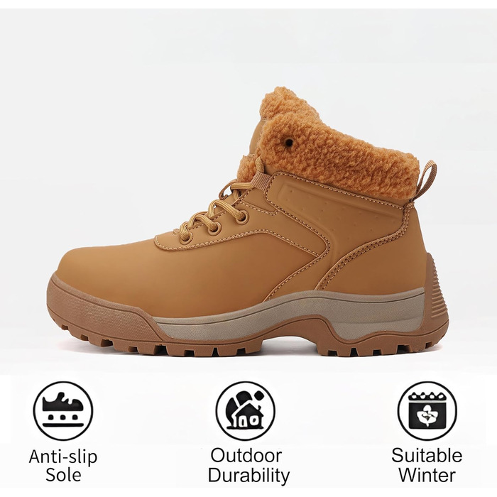 Зимові черевики для жінок, снігоступи, утеплені хутром, антиковзаюча підошва, для холодної погоди (41 EU, Коричневий)