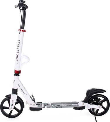 Самокат двоколісний складний Kickscooter для дітей 8-12 років, підлітків та дорослих, регульований кермо, колеса PU 200 мм, дискове та ножне гальмо, білий/чорний