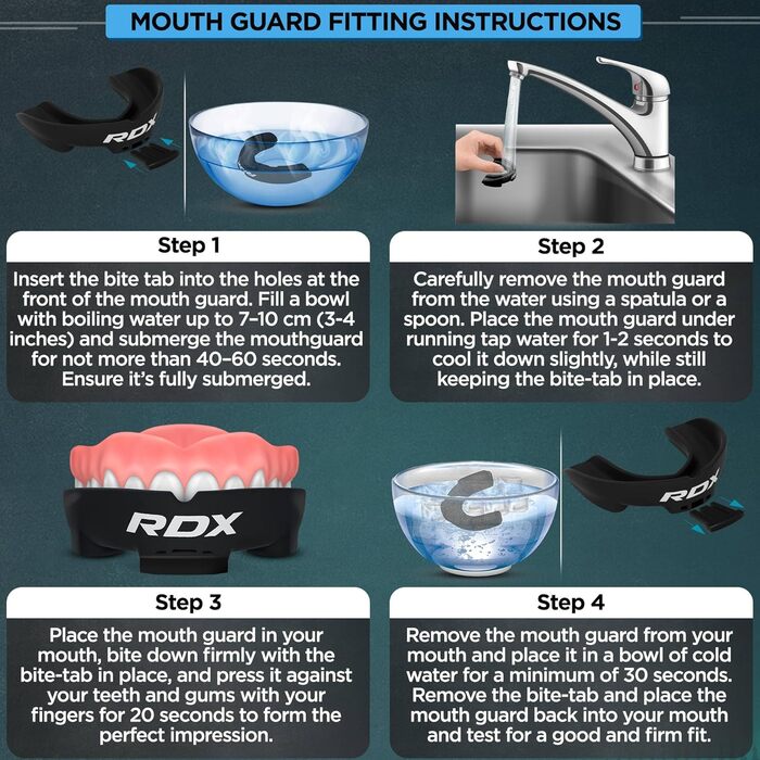 Капа для захисту зубів RDX для бойових видів спорту, MMA, кікбоксингу, хокею, футболу, муай-тай, регбі. Зручна коробка для зберігання. Для дорослих та дітей (від 12 років).