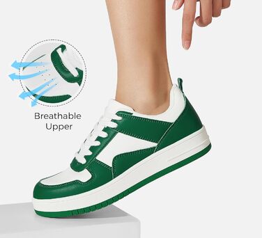 Жіночі кеди LUCKY STEP з блискучими стразами, шкіряні низькі кеди на шнурівках, зручні для прогулянок (40 EU, зелено-білі)