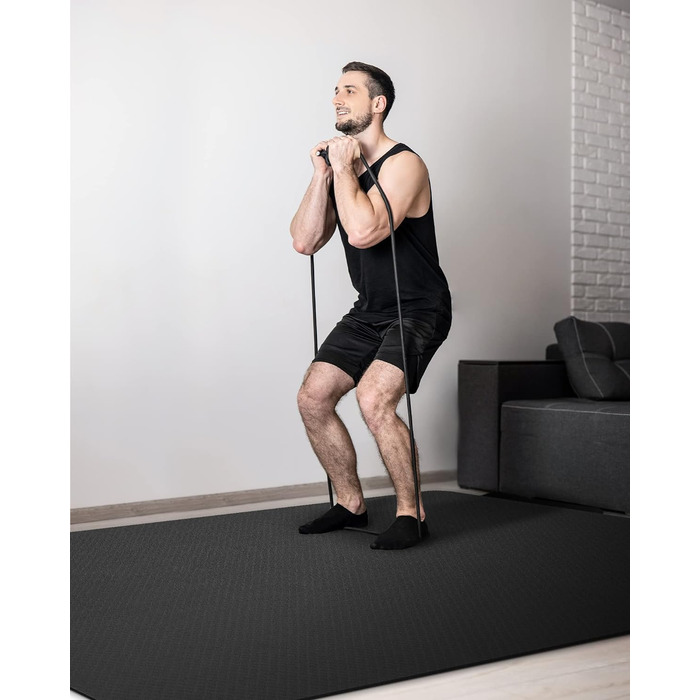 Килимок для йоги CAMBIVO XXL 183x122x0,6 см, товстий, нековзкий TPE, з рушником, для пілатесу, фітнесу, спорту, домашніх тренувань, чорний