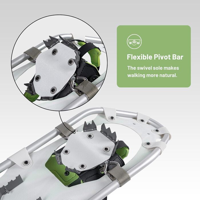 Снігоступи G2 21/25/30 дюймів, легкі, з коробкою для пальців, п'яткою з підйомником, регульованими ремінцями, набором трекінгових палиць, сумкою для перенесення та набором баскеток, оранжево/синій/червоний (21