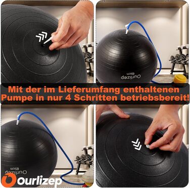 Фітбол для фітнесу, йоги та офісу 55/65 см (зелений/темно-сірий) з насосом