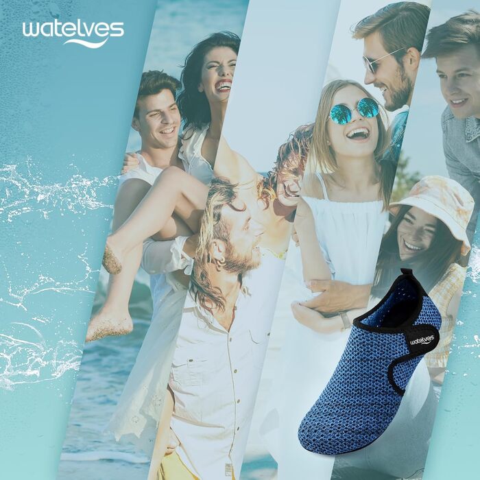 Водні черевики WateLves: для плавання, занять у басейні та відпочинку на пляжі. Швидковисихаючі, унісекс, блакитні, 40 EU