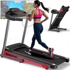 CharonFit T300: Складний біговий тренажер для дому з регулюванням нахилу до 12 км/год, 2.5 PS, вантажопідйомність 120 кг, сумісний з додатком, 2 роки гарантії, чорний