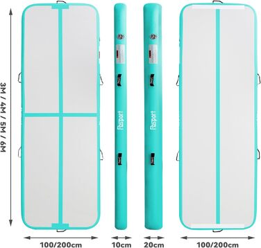 FBSPORT Airtrack Matte - тренувальний килимок для гімнастики, йоги та акробатики (400x200x20cm)