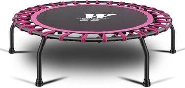 Трамплін для фітнесу 112 см, міні-трамплін для дому, рожевий, регульована ручка, вантажопідйомність до 150 кг