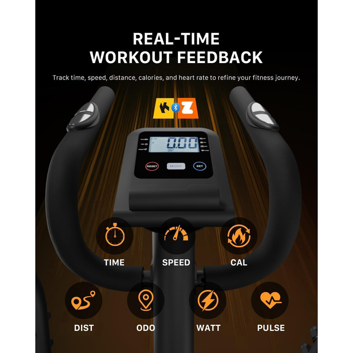 Еліптичний тренажер Aeriflo S100 для дому з Bluetooth, LCD-дисплеєм та транспортувальними роликами. 16 рівнів опору, ультратихий, чорний.