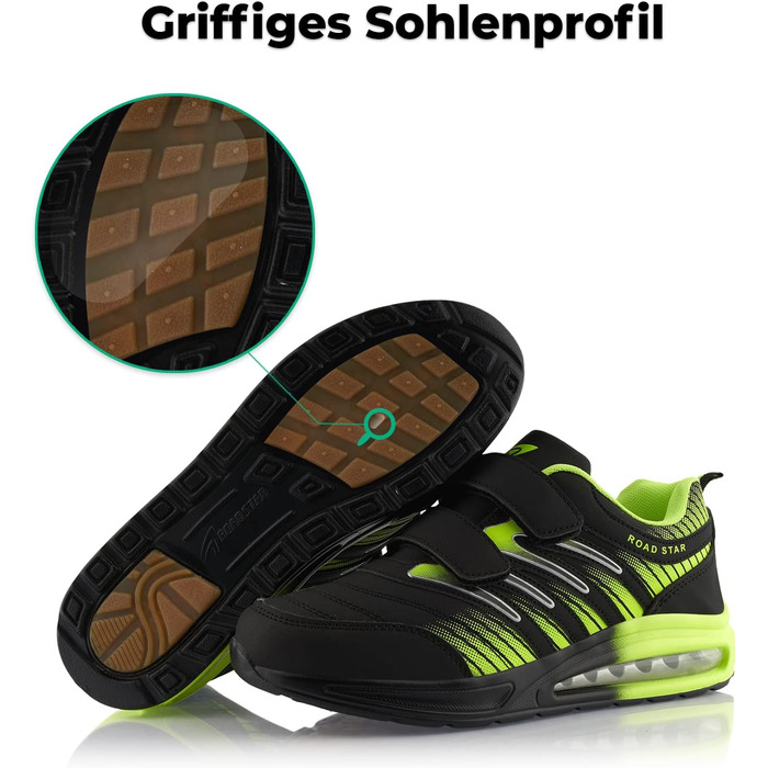 Кросівки для бігу жіночі та чоловічі з амортизацією, спортивні, легкі (42 EU, Чорний/Зелений)