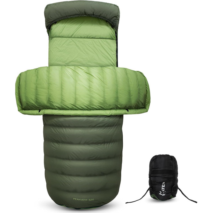 Спальний мішок ATEPA Ultraleicht Daunenschlafsack: Легкий, 3-сезонний (12°C/6°C/-1°C), Водовідштовхуючий, для кемпінгу, трекінгу та подорожей, з компресійним мішком