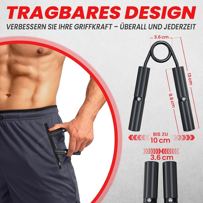 Набір для тренування сили рук FUNFLEX 4 шт. (22,5-90 кг) з металу. Тренажер для пальців, зап'ястя, рук. 8 насадок з піни, неслизьке покриття, для розвитку м'язів, силові тренування, фітнес, чорний.