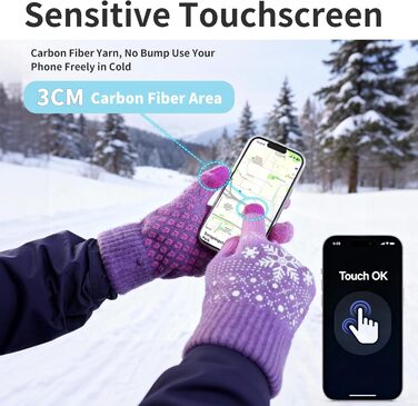 Зимові рукавички для чоловіків Daen Thero з підтримкою сенсорного екрану, в'язані рукавички з флісовою підкладкою, для занять спортом на відкритому повітрі, бігу, їзди на велосипеді, подарунок на зиму (L, Рожевий)