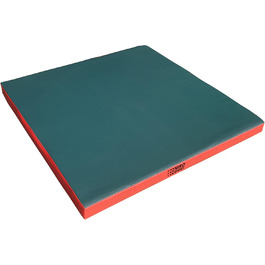 Гімнастичний мат NiroSport 100x100x8 см, м'який мат для фітнесу, спорту та тренувань, захисний мат, зелений/червоний, вироблено в Німеччині