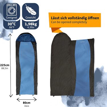 Спальний мішок CampAir Deckenschlafsack, блакитний (Comfort), з компресійним мішком