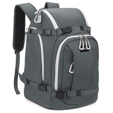 Рюкзак для лиж та сноуборду 50L з кишенями для черевиків, шолома, окулярів, рукавичок та аксесуарів, сірий