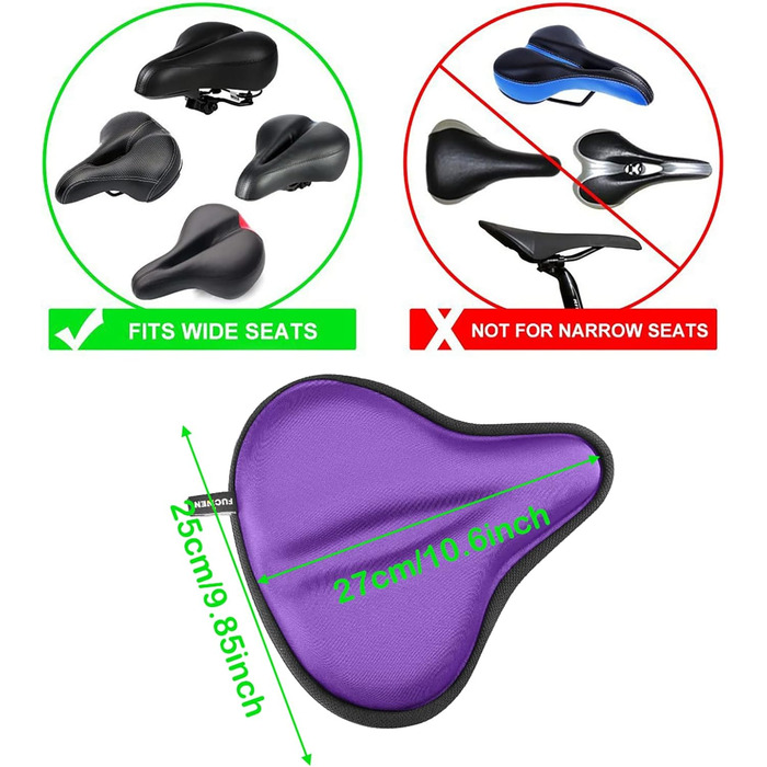 Покриття для велосипедного сидіння з гелевою подушкою, 27 x 25 см (фіолетовий)