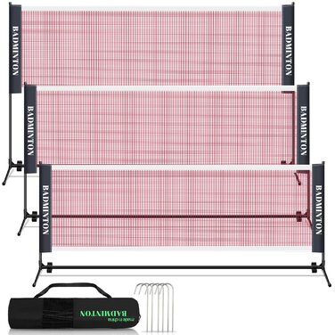 Сітка для бадмінтону та тенісу | Регульована висота | 310/410/510 см | Стабільна конструкція з сумкою для перенесення | Для саду, залу, вулиці