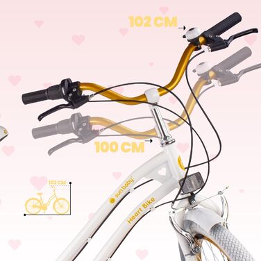 Дівчача дитяча велосипед Sun Baby 20 дюймів, серце, 6 швидкостей Shimano, для дівчаток 6-10 років, білий/золотий