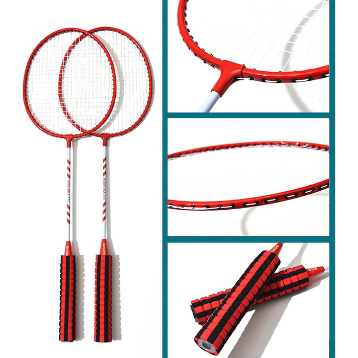 Набір для бадмінтона Carbon Profi: 2 ракетки, сітка, м'ячики, сумка (червоний)