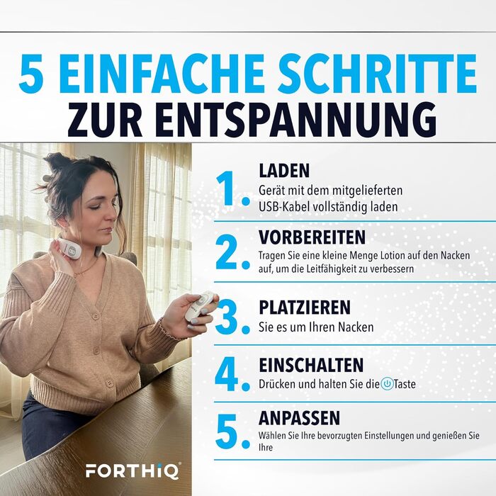 FORTHiQ Масажер для шиї з підігрівом, електричний масажер для шиї, 15 рівнів, портативний, 2025 Edition