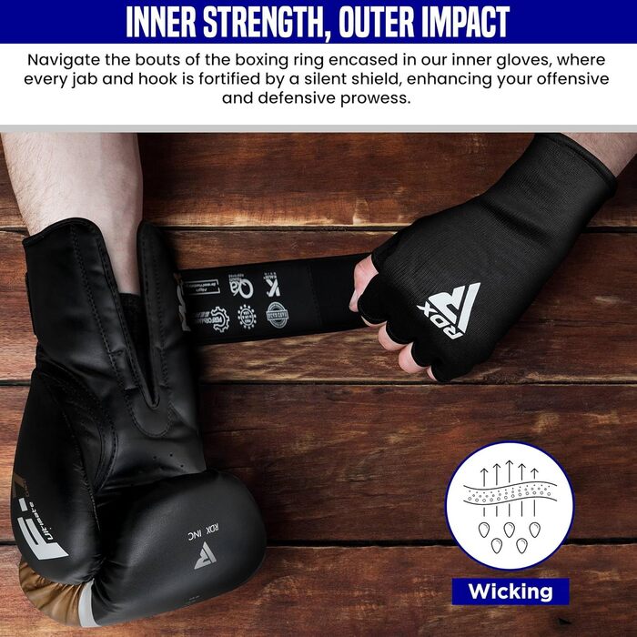 Боксерські рукавички RDX, бокс, муай-тай, ММА, тренування, еластичні бандажі, захист рук, блакитно-білі, розмір S