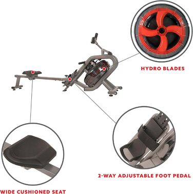 Веслувальний тренажер Sunny Health & Fitness Phantom Hydro SF-RW5910, водний, для дому