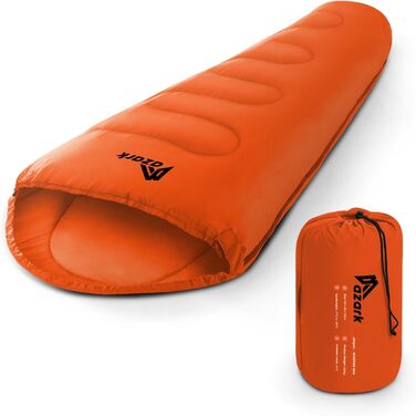 Спальний мішок Azark Premium, 350 г/м², легкий та водонепроникний, 4 сезони, для кемпінгу, піших прогулянок та відпочинку на природі, для дорослих та дітей, помаранчевий