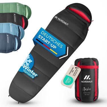 Сплячий мішок NORDMUT® Winter -10°C до 0°C, компресійний, для туризму та кемпінгу, 1.8 кг, чорний, водовідштовхувальний, 350 GSM