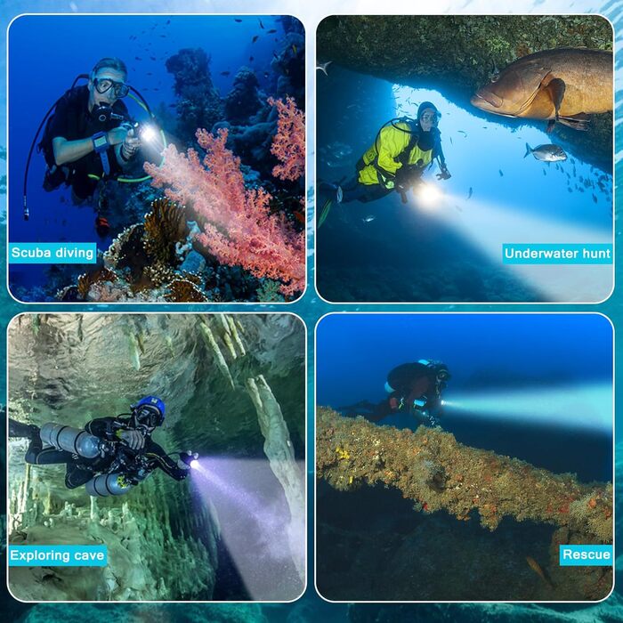 Підводний ліхтар Genwiss GN-T45: 2000 люмен, 150 м, 5 режимів, індикатор заряду батареї. Професійний для дайвінгу та освітлення