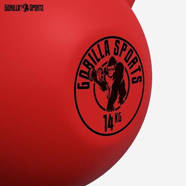 Кетлбел GORILLA SPORTS 14 кг, чавунний, вінілове покриття, для фітнесу та силових тренувань