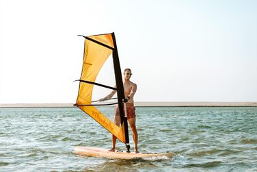 Надувна SUP-дошка Virtufit Surfer 305 з вітрилом, помаранчево-бірюзово-бежевого кольору, комплект аксесуарів