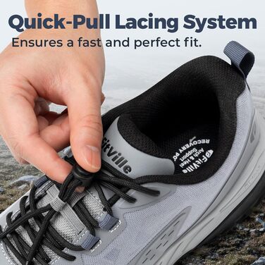 Черевики для трекінгу FitVille для чоловіків, широкі, Slip-On, Outdoor, з дихаючим матеріалом, для трейлраннінгу, з гнучкою застібкою, розмір 40-50 (42.5 EU, сірий)