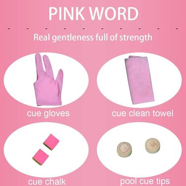 Cuppa: жіночий бильярдний кий, 11,75/13 мм наконечники, рожева обкладинка, комплект аксесуарів (крейда, наконечники, рукавичка, рушник, захист суглоба) 12,75 мм