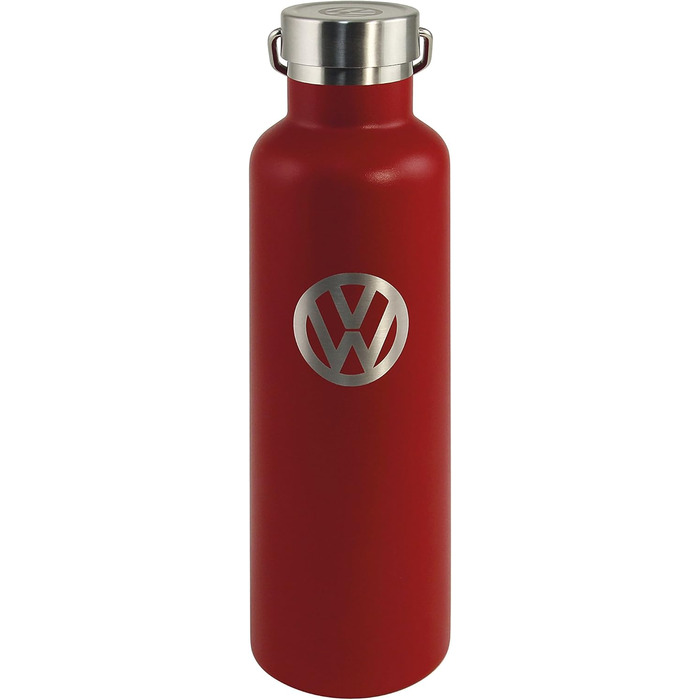 Термос BRISA VW Collection оригінальний Volkswagen, подвійні стінки, вакуумний, нержавіюча сталь, 735 мл, червоний, логотип VW
