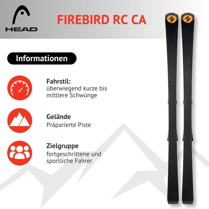 Лижі гірськолижні Blizzard Firebird RC CA з кріпленням TPC 10 Demo Z3-10 - для досвідчених та хороших лижників - гоночний карвер для підготовлених трас