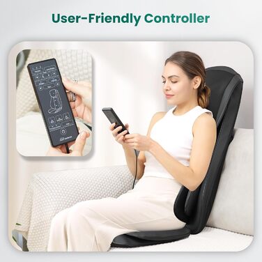 Масажне крісло Snailax Shiatsu з підігрівом, XL. Масажер для спини, шиї, плечей з компресією та вібрацією. Ідеальний подарунок.