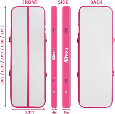 Надувний гімнастичний килимок для тренувань 3м/10м, 10см, з насосом - для дітей, фітнесу, акробатики, йоги